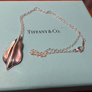 Tiffany & Co sterling silver leaf necklace